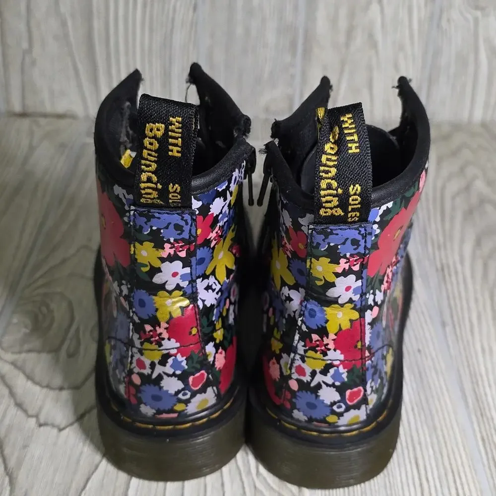 Dr. Martens Youth 1460 Wander Floral Print Leather Combat Boots Kids Size 1